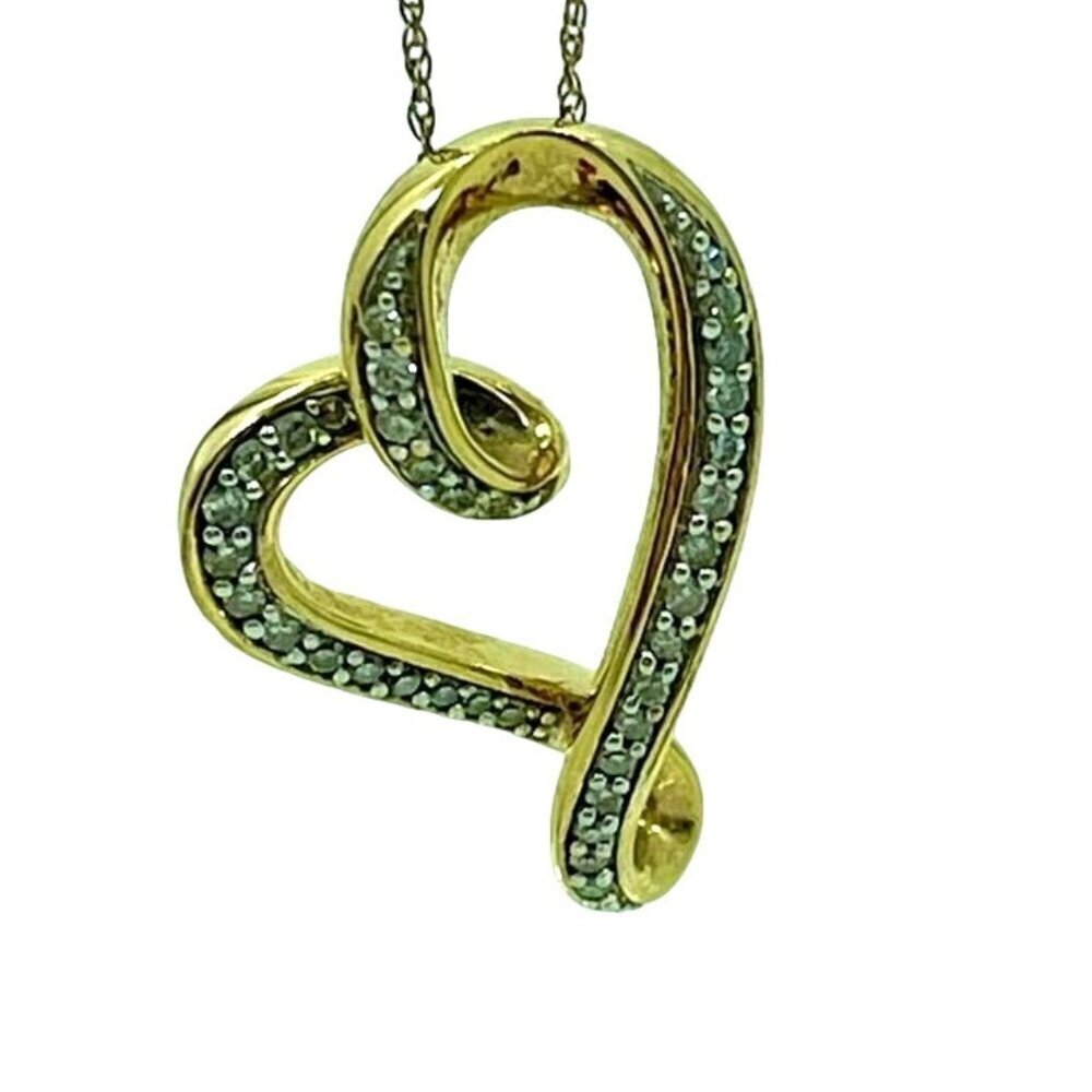 Exquisite 10K Gold Heart Pendant with Sparkling Diamonds – Elegant Jewelry Gift - Picture 5 of 6